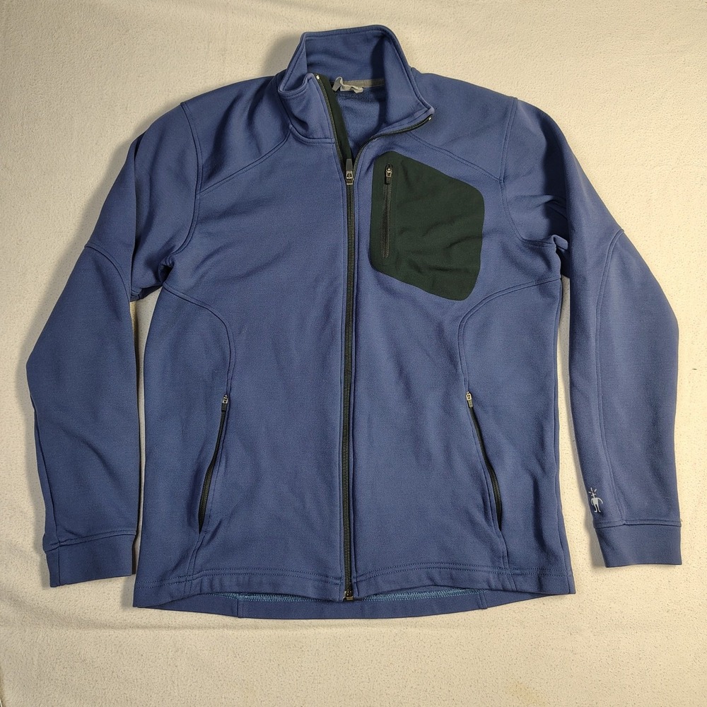 Smartwool Men Full Zip Jacket Size M Periwinkle Merino Wool Blend Mid Layer Tech